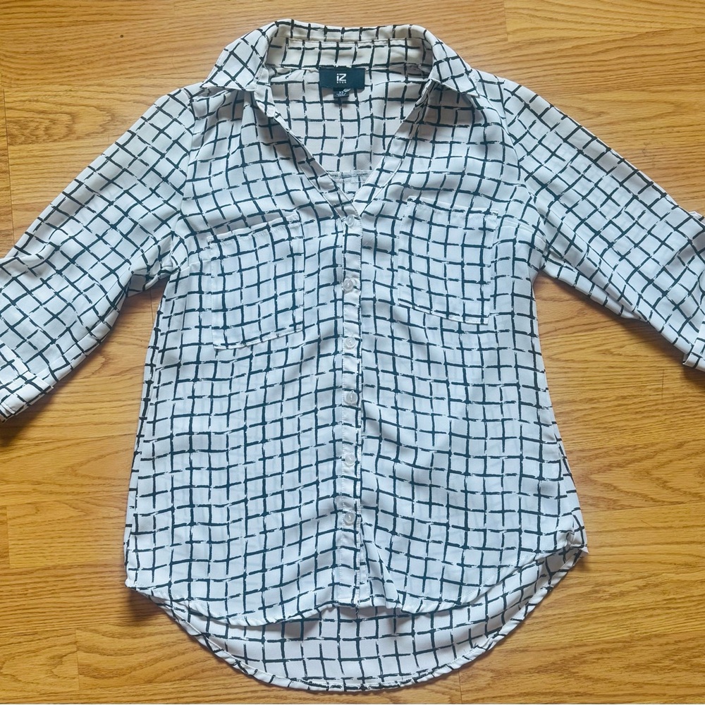 Old Navy Black and White Checkered Blouse
